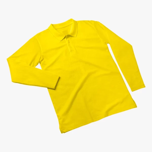 Polos Camiseros Pique color amarillo Manga Larga Corte para hombres y mujeres 1