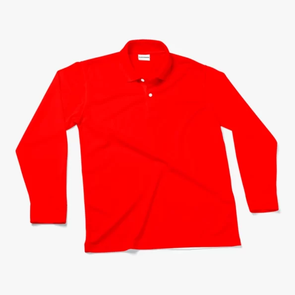 Polos Camiseros Pique color rojo Manga Larga Corte para hombres y mujeres